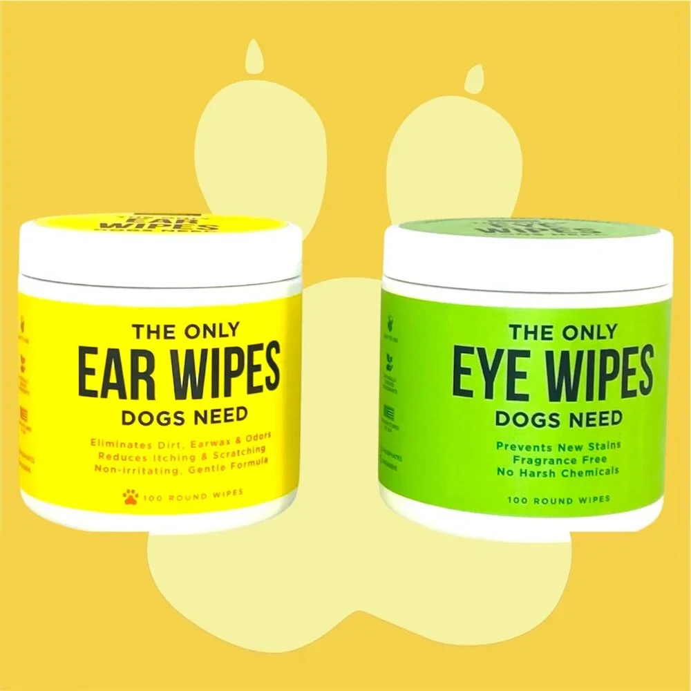 Natural Rapport Set with 200 Round Wipes, The Only Ear & Eye Wipes Dogs Need